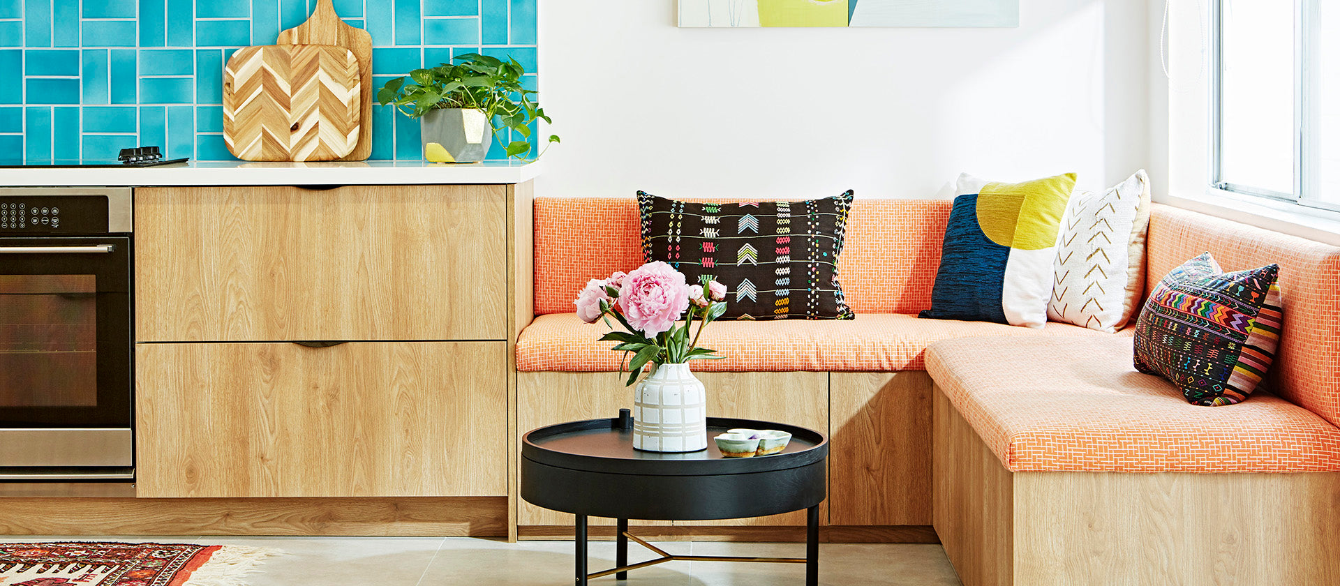 Bright NoHo Kitchen with Vibrant Turquoise Backsplash