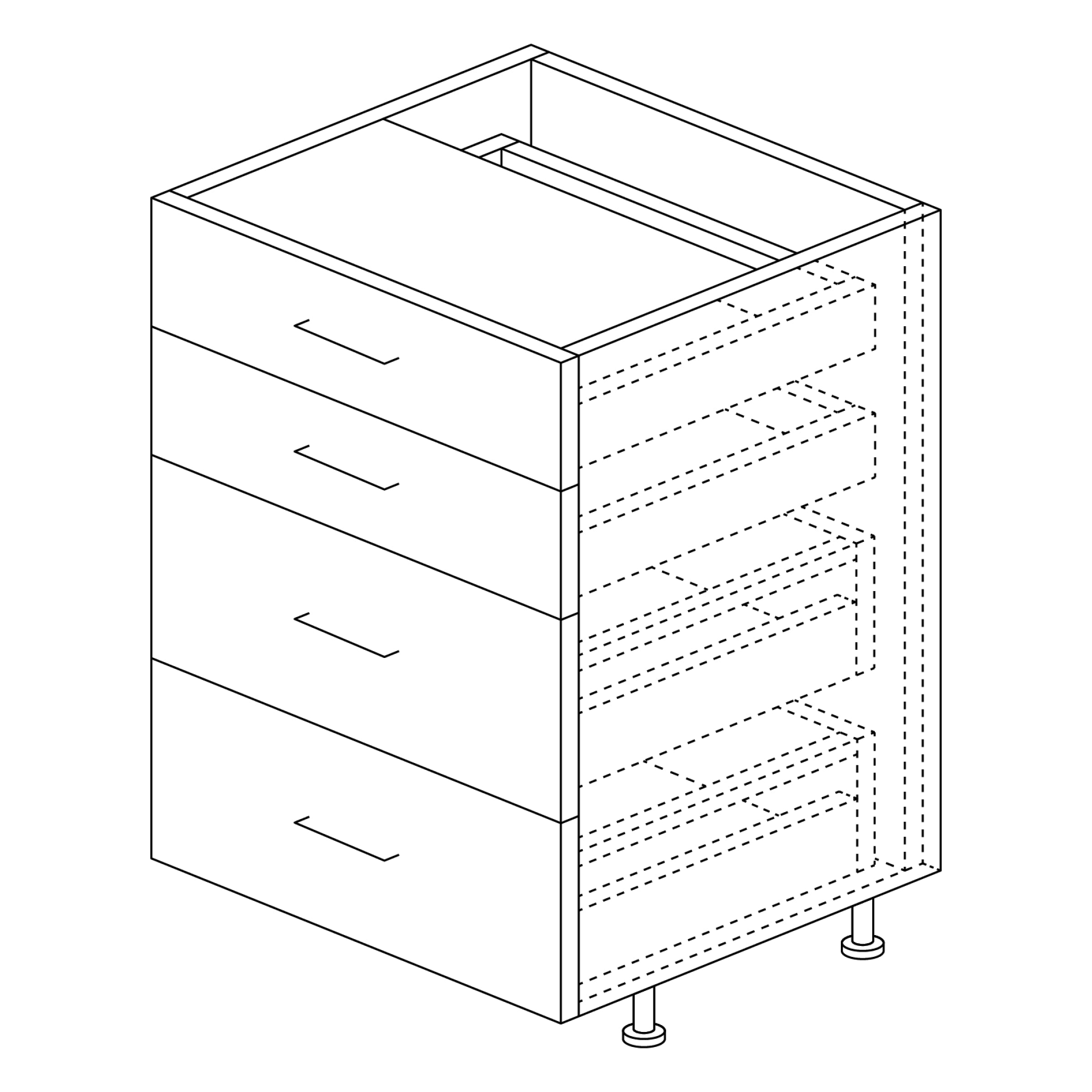Vanities: 4 Drawers 30"H x 21"D