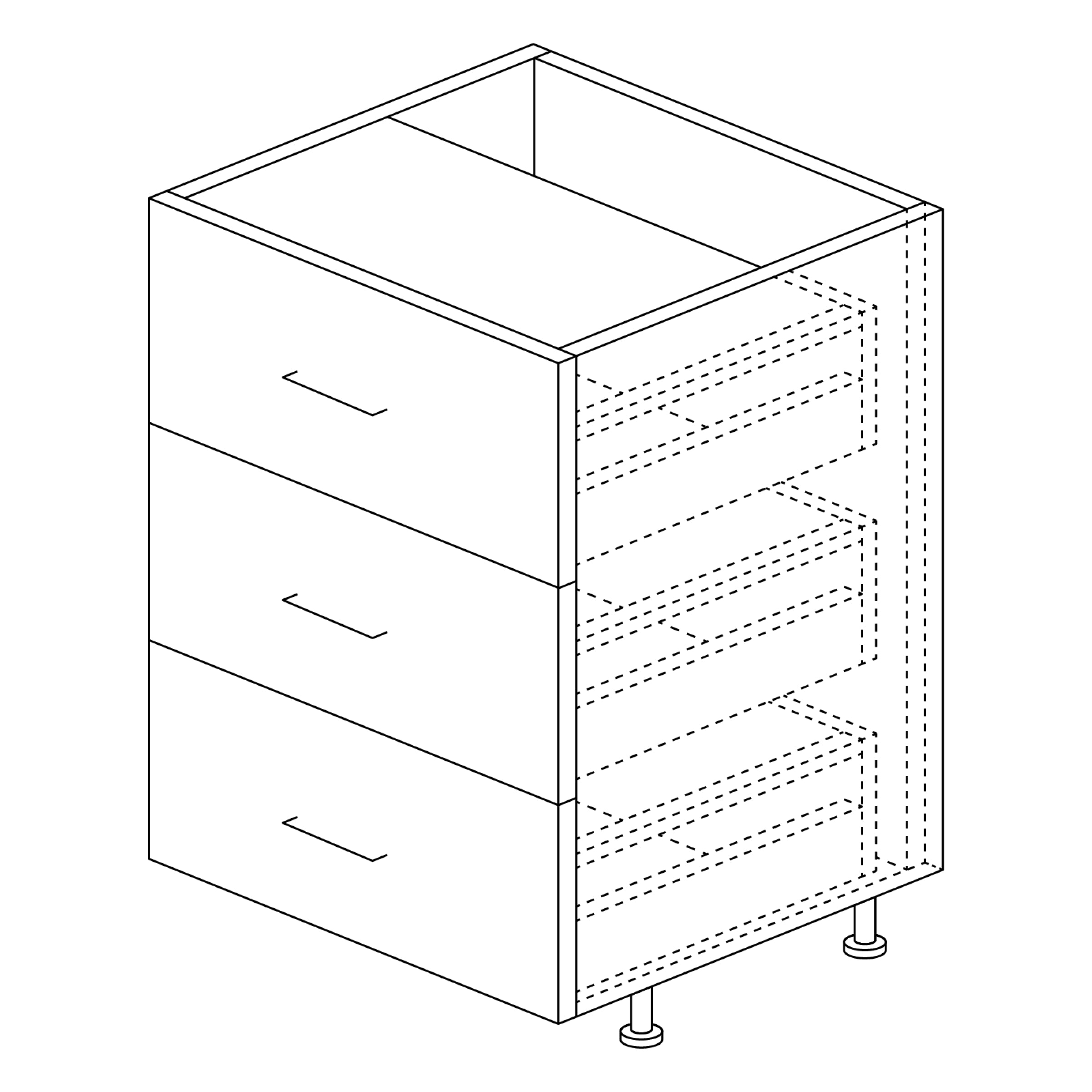 Vanities: 3 Drawers 30"H x 21"D