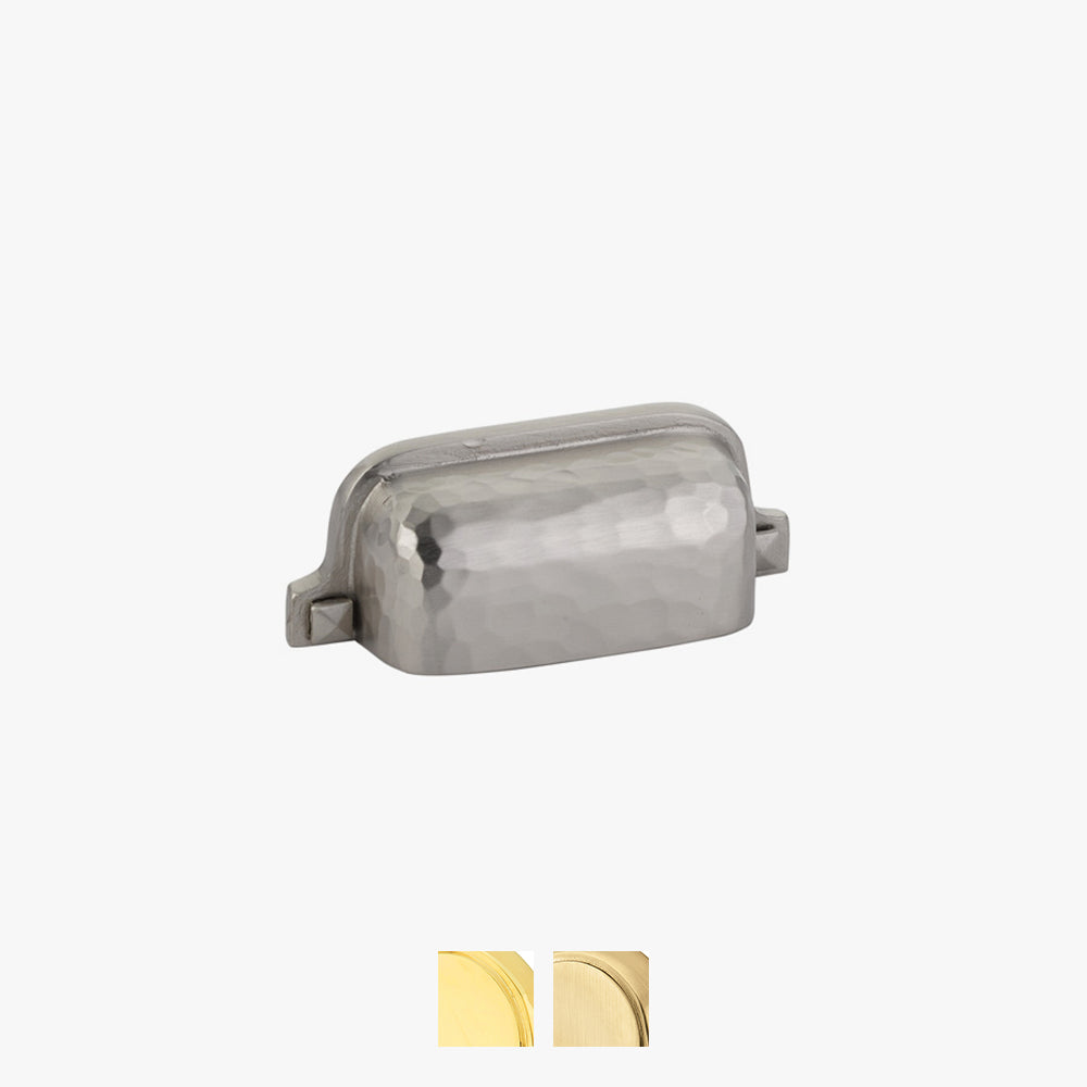 Arts and Crafts 3in Hammered Bin Pull Satin Nickel