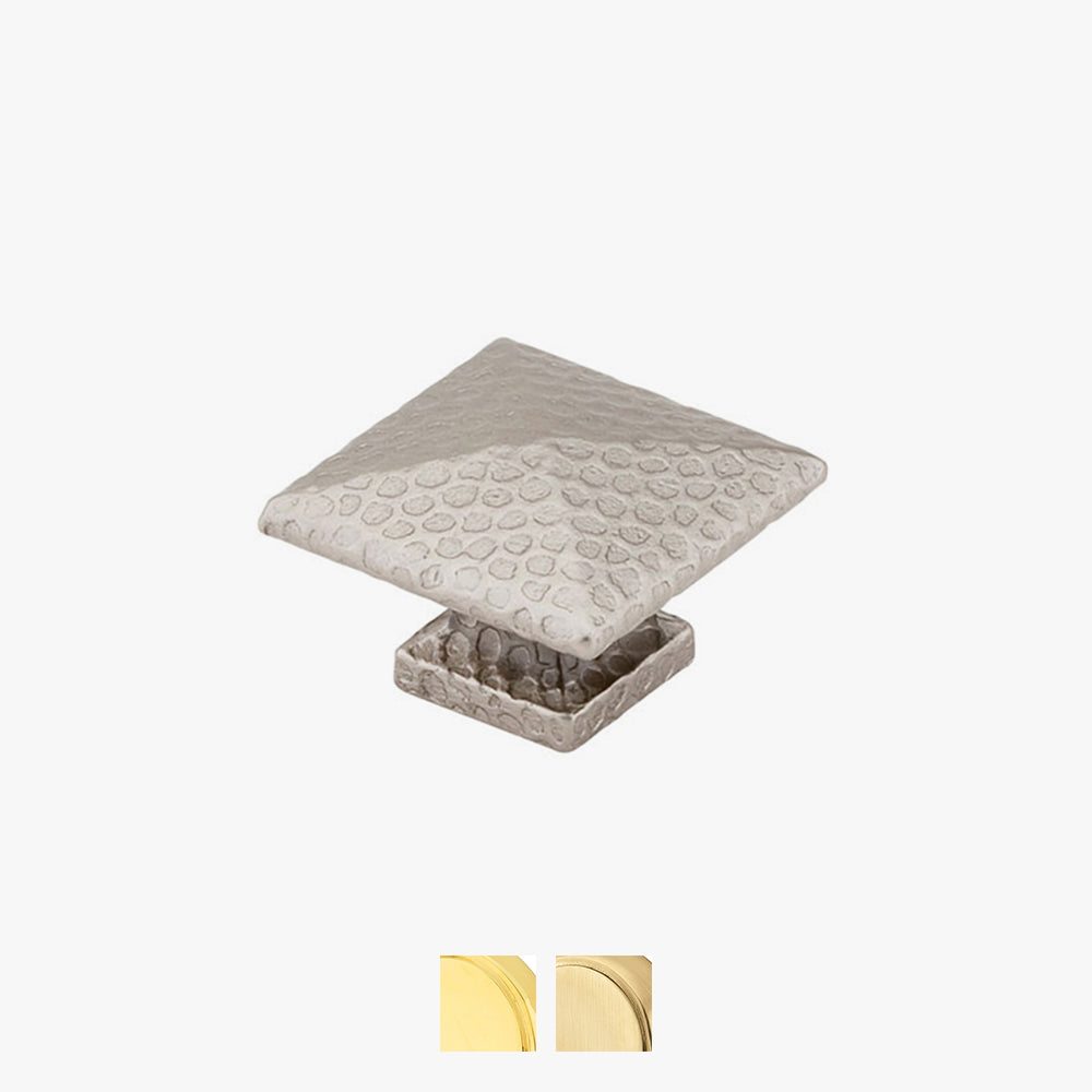 Arts and Crafts 1in Square Dimpled Knob by Emtek Satin Nickel