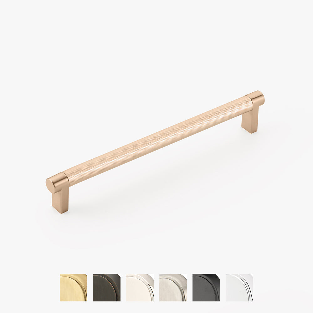 Select 8in Cabinet Pull by Emtek Knurled (KN) Satin Copper