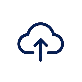 Dark blue cloud upload icon