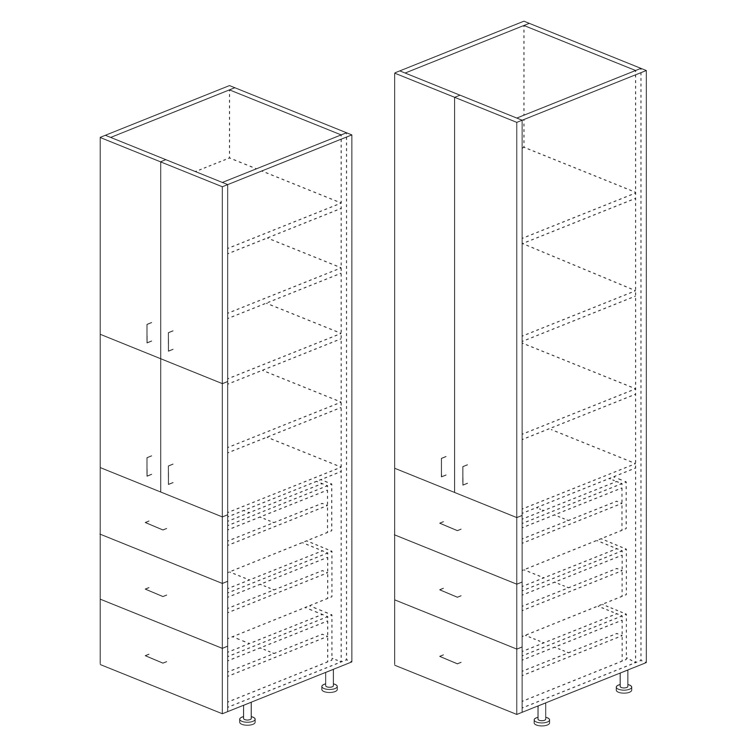 Tall Cabinet: 3 Drawers (Equal) 80"H x 24"D
