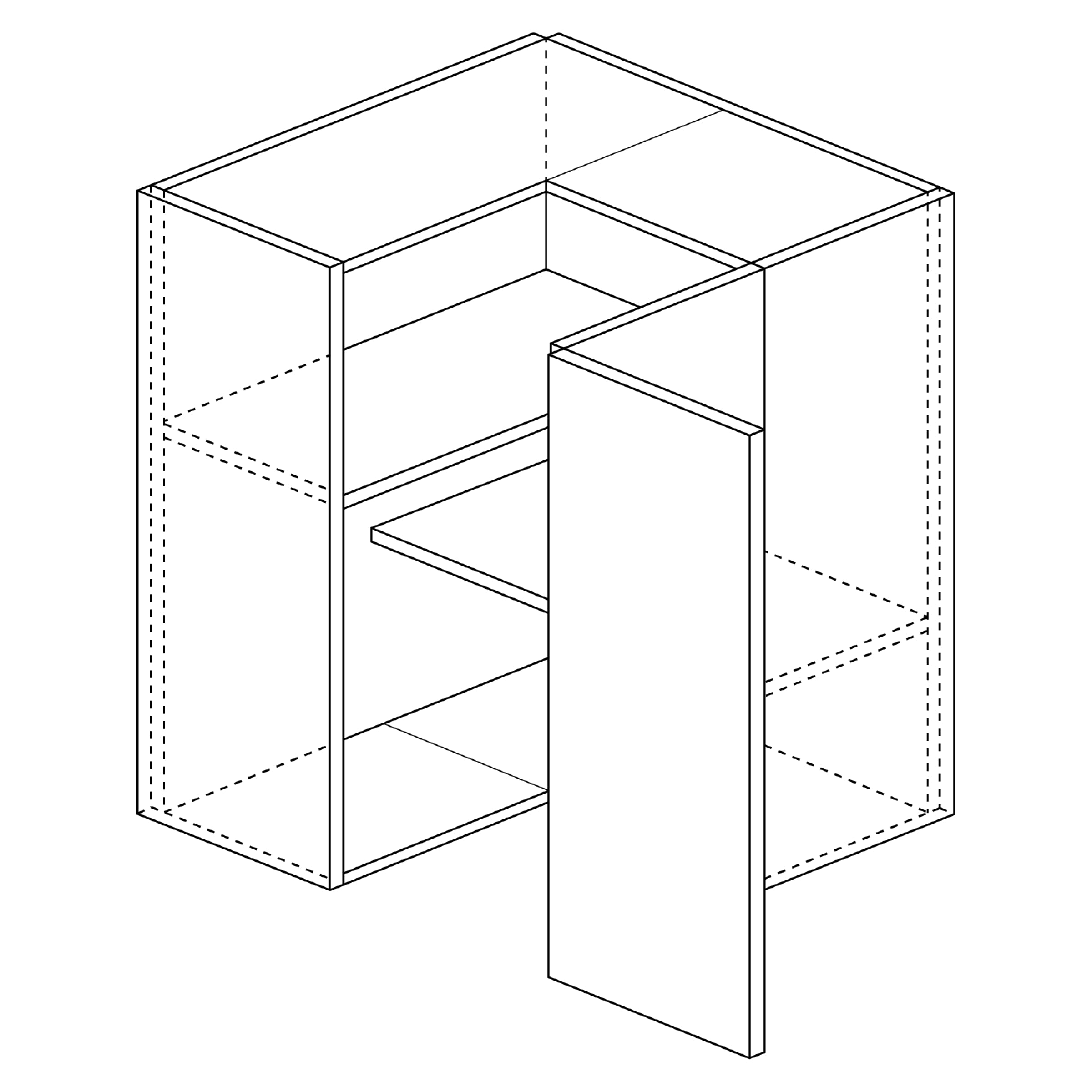 Wall Cabinet: Square Corner 30"H x 12"D