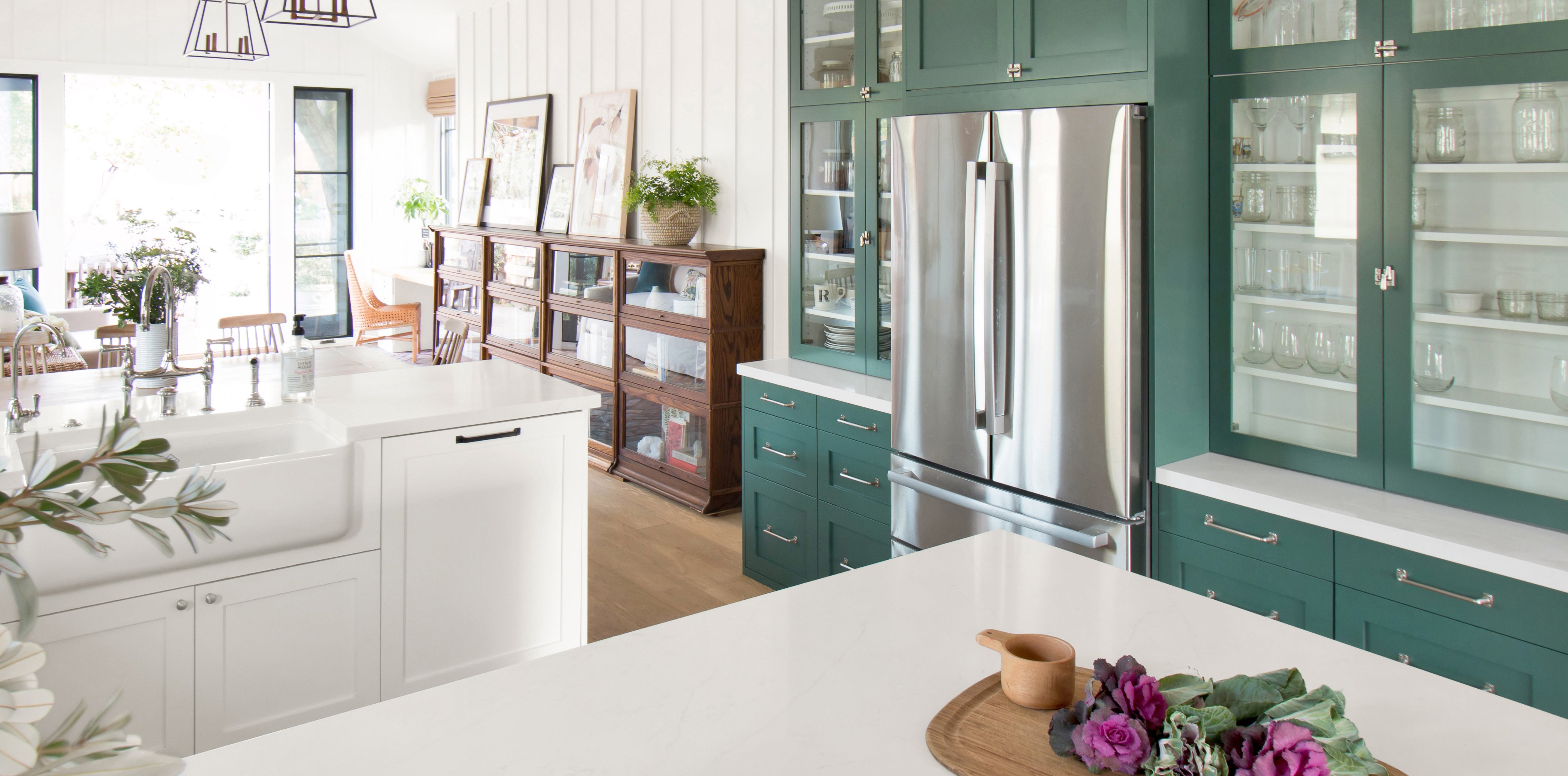 Lovely Built-in Glass-front Cabinets with Semihandmade