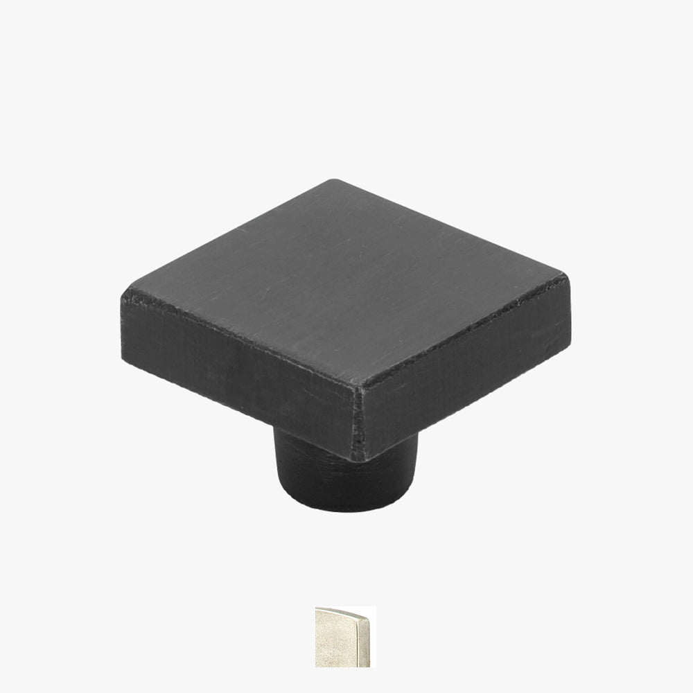 Sandcast Bronze 1-1/4in Rustic Modern Square Knob Flat Black Bronze