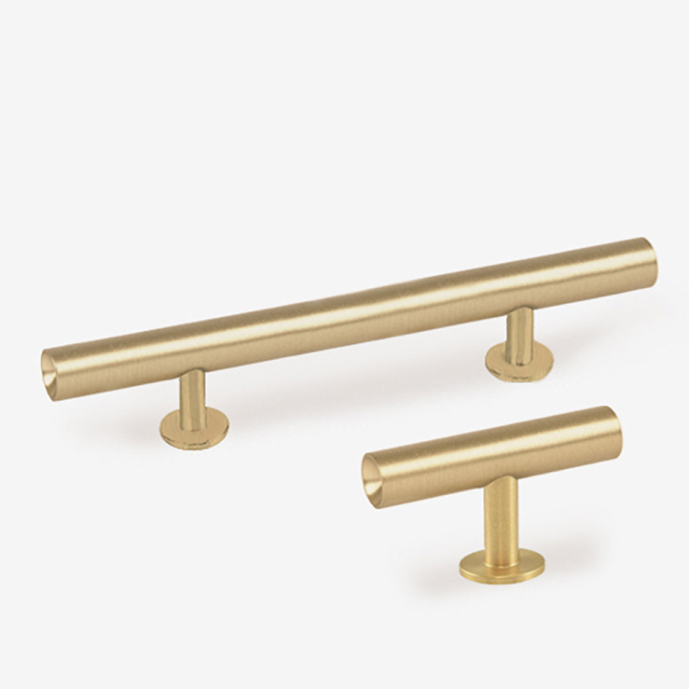 Round Bar Pulls by Lew's Hardware 5" Round Bar Pull - Brushed Brass / Brushed Brass